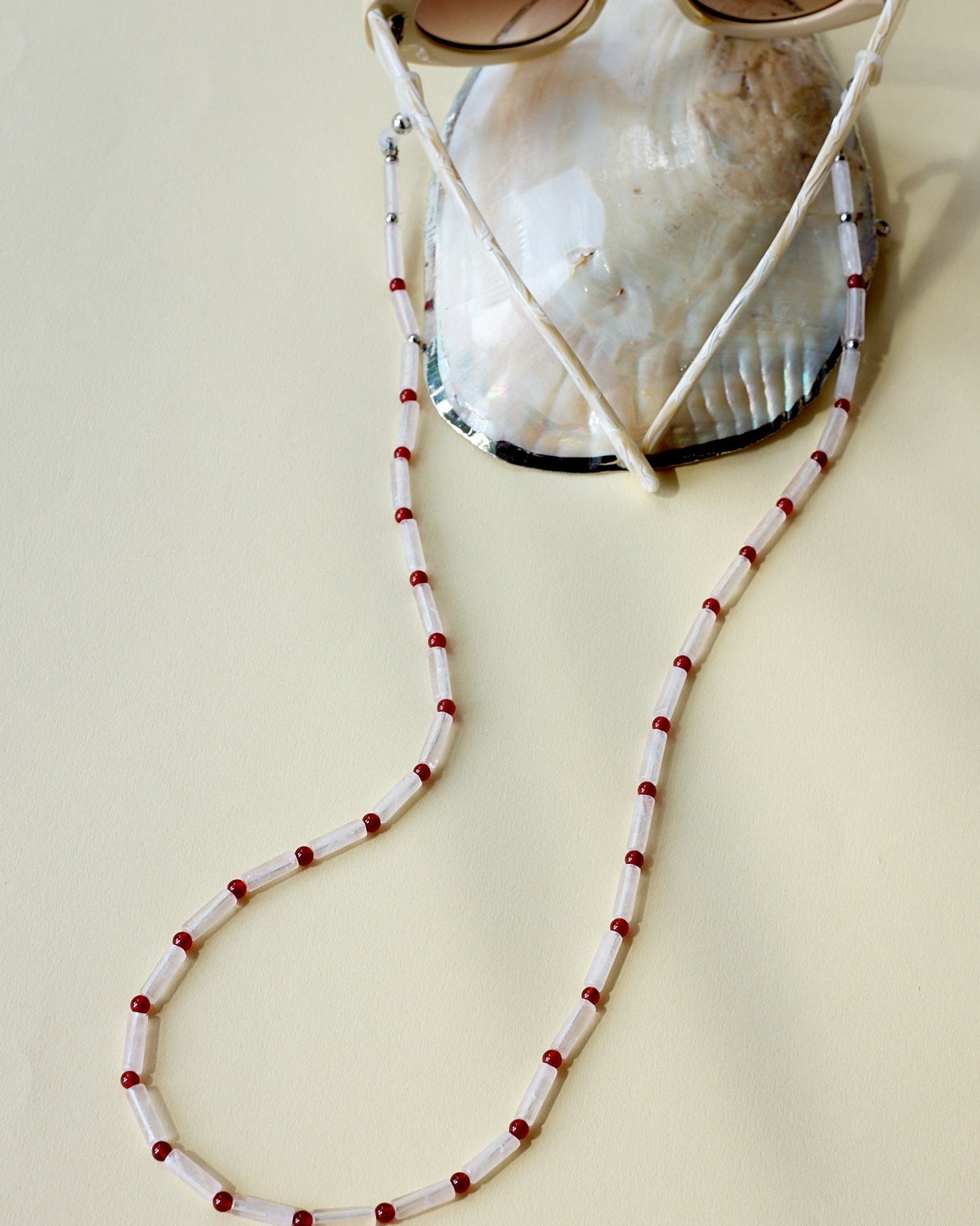Gingham | Rose Quartz & Agate | Glasses Chain