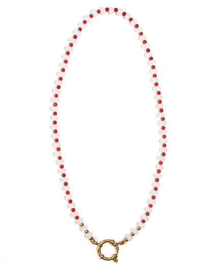 Gingham | Rose Quartz &  Agate | Glasses Necklace