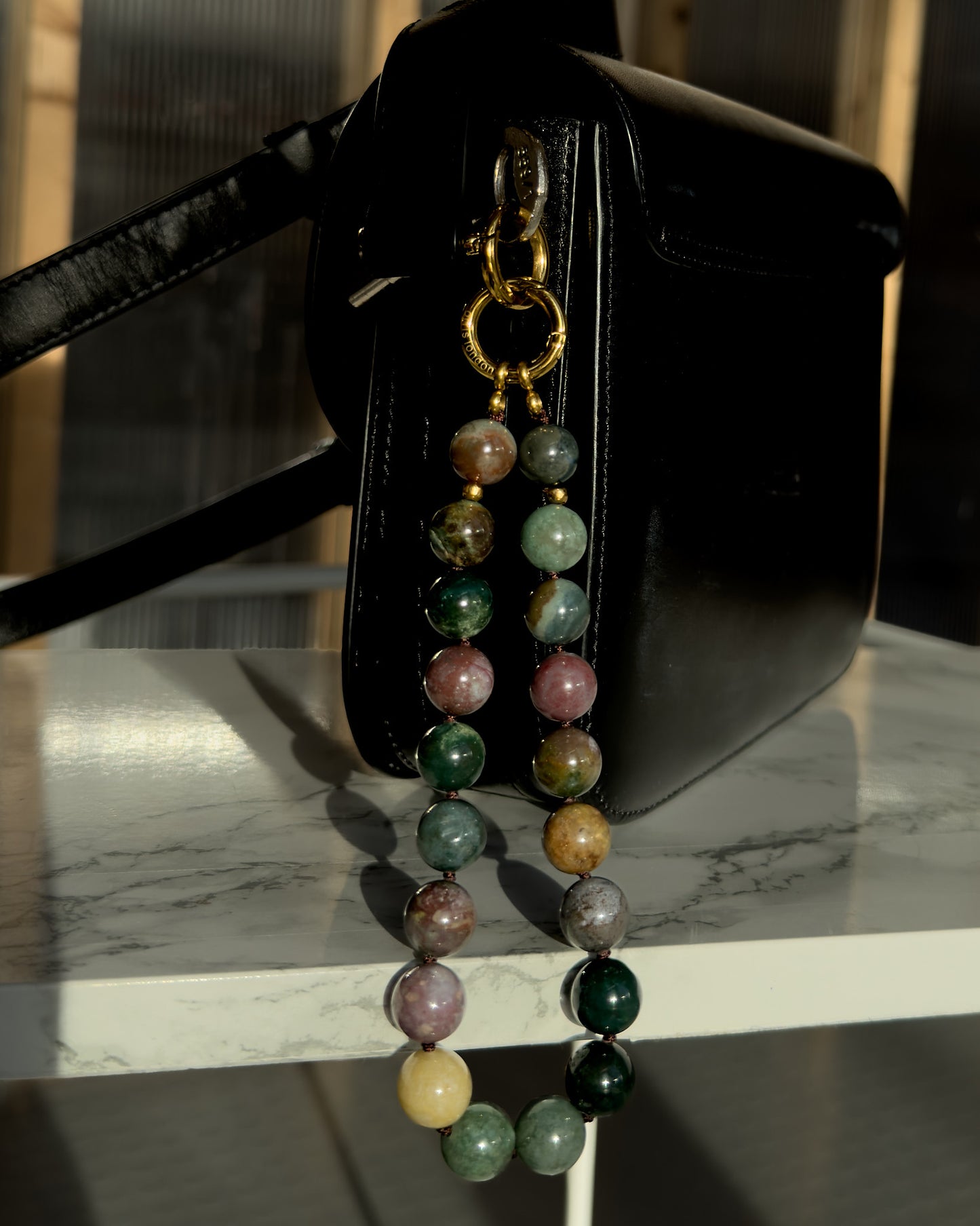 Indian Agate Phone Strap with Connecting Card