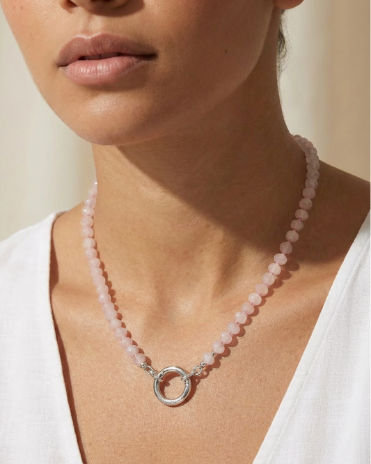 The O Necklace | Natural Stone Rondelle Knotted | Glasses Holder